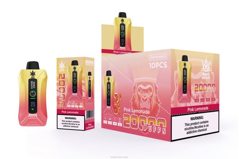Bang Box Vape V282Z4 rosa lemonad | Bang Beach 20000 puffar smart screen vape