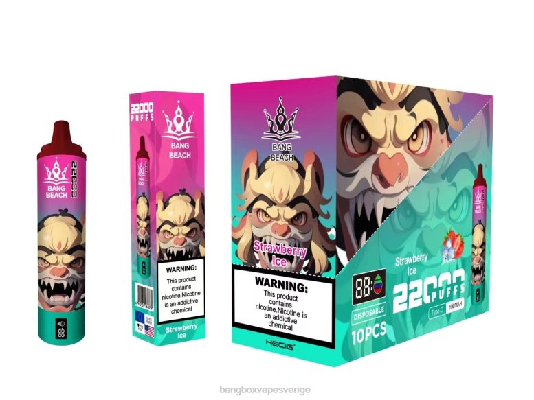 Bang Box Vape V282Z20 jordgubbsis | Bang Beach 22000 puffar smart skärm