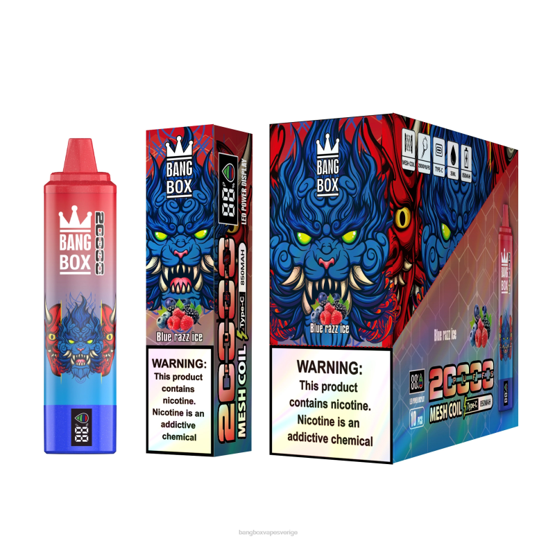 Bang Box Vape Price V282Z59 blå razz is | Bang Box 20000 puffar smart skärm