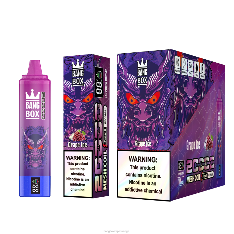 Bang Box Vape Sverige V282Z61 druvis | Bang Box 20000 puffar smart skärm