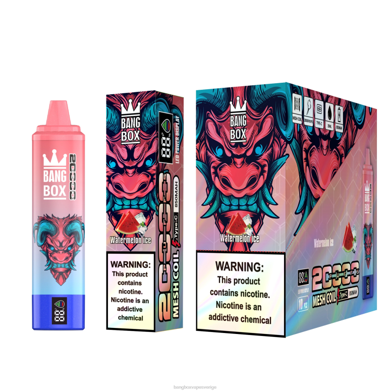Bang Box Vape V282Z56 vattenmelon is | Bang Box 20000 puffar smart skärm