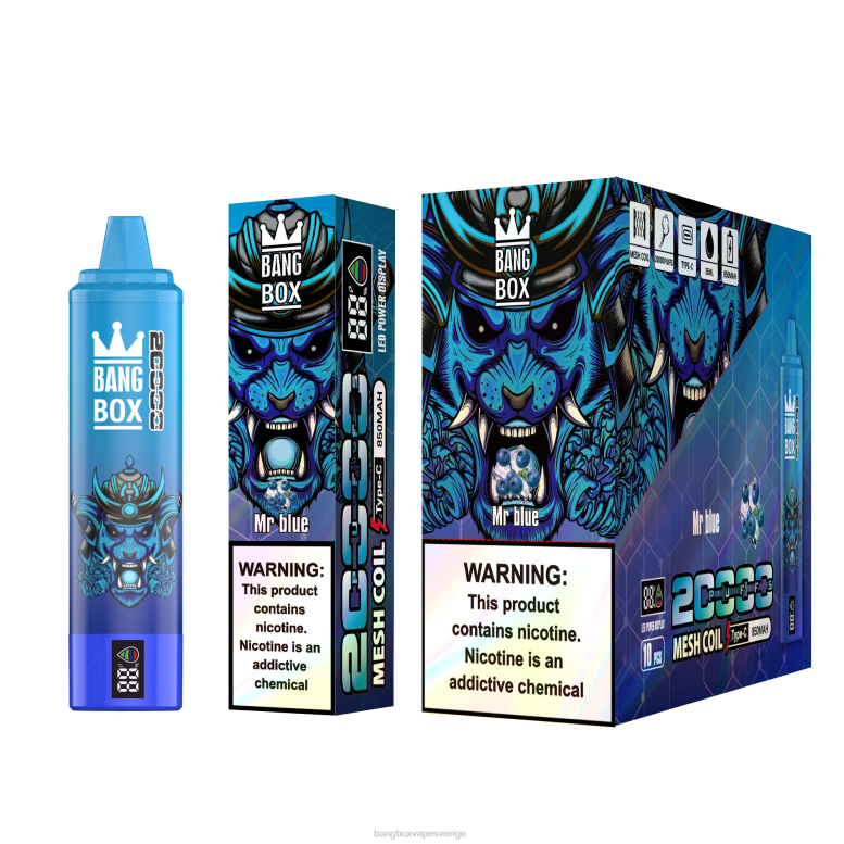 Bang Box Vape V282Z60 herr blå | Bang Box 20000 puffar smart skärm
